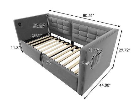 Upholstered Daybed With Hydraulic Storage And USB / Type - C Charging