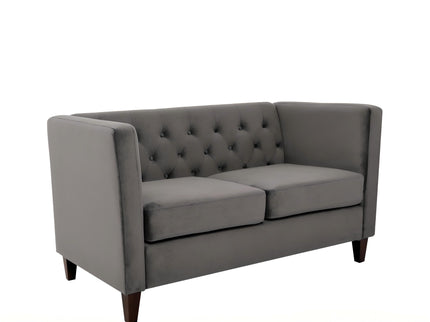 Button Tufted Loveseat, 2 Seater With Square Arm Couch For Living Room