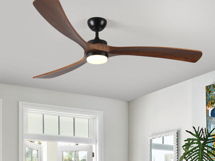 Solid Wood Ceiling Fan With Lights And Remote Control Indoor Outdoor Ceiling Fan 3 Wooden Blades Modern Ceiling Fan For Porch Living Room Bedroom