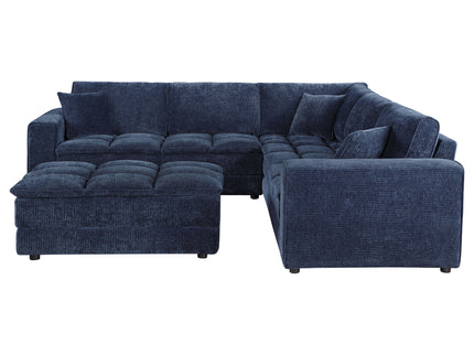 Azure - 6 Piece Upholstered Modular Sectional Sofa - Blue