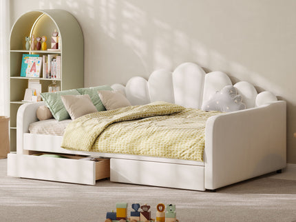 Shell Shaped Upholstered Daybed Frame With Slats