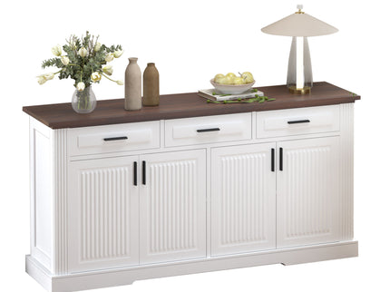 Fluted Sideboard Buffet Cabinet With 4 Doors And 3 Drawers