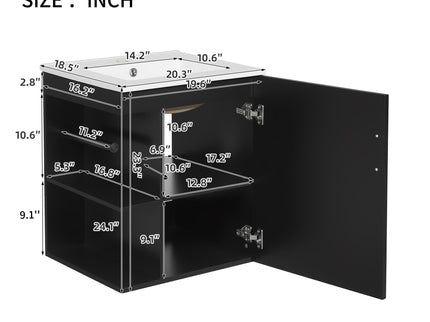 Modern Wall Mounted Bathroom Cabinet With Side Shelf And Ceramic Sink