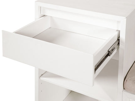 Entryway Storage Bench With Cushion, Drawers & Open Shelves