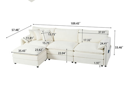 Modern Comfy Deep Seat Modular Sectional Sofa Cloud Couch With Ottoman