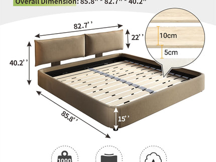 Cloud Bed Frame With Oversized Padded Movable Headboard