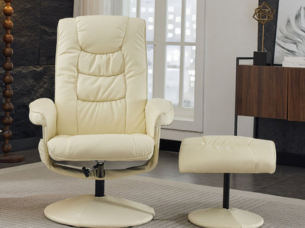 Recliner Chair With Ottoman, 360° Swivel Massage Lounge Chair With 5-Point Vibration & Heated Seat