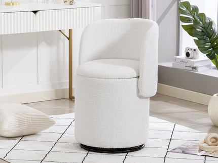 Barrel Chair & Built In Storage, 360° Swivel - Beige