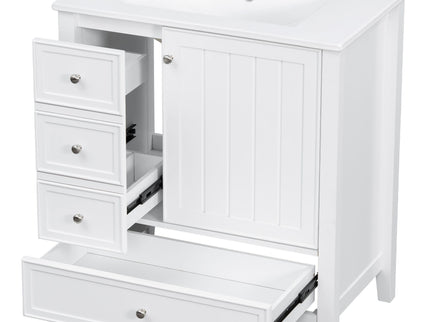 Modern Bathroom Vanity With Sink, 1 Cabinet & 3 Drawers