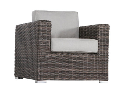Rattan Patio Set With Comfortable Cushions And Fire Pit