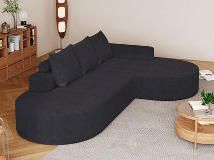 Modern Curved Sofa, L-Shaped Modular Sectional Set With 3 Pillows