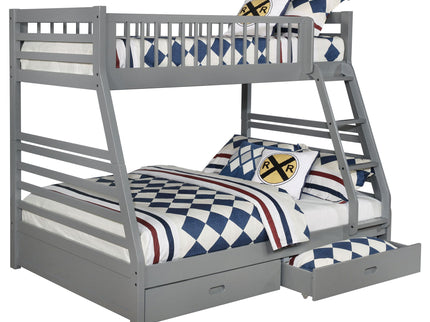 Keira - 2 Drawer Twin Over Full Bunk Bed - Gray