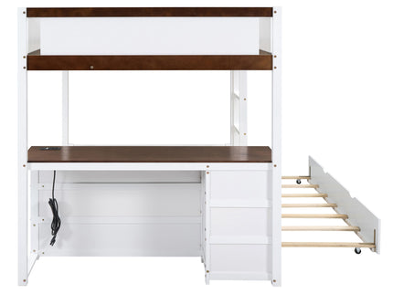 Bunk Bed With Twin Size Trundle, Storage And Desk