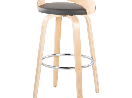 Grotto - Contemporary Fixed-Height Barstool With Swivel With Round Footrest (Set of 2)