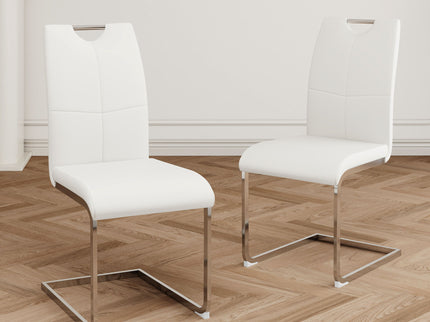 Modern Dining Chairs With Padded Seat And Metal Legs