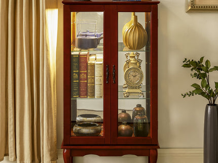 Curio Cabinet Lighted Curio Diapaly Cabinet With Adjustable Shelves And Mirrored Back Panel, Tempered Glass Doors (3 Tier), (E26 Light Bulb Not Included)