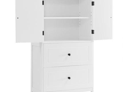 Bathroom Storage Cabinet With 2 Doors And Drawers, Adjustable Shelf