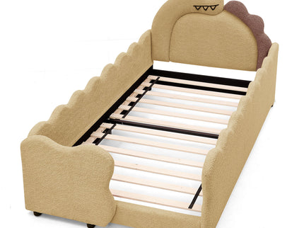 Cute Dinosaur Shaped Bed With Safety Guardrail, Toddler Frame