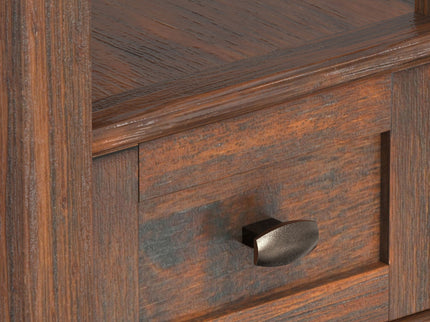 Warm Shaker - Narrow Side Table - Distressed Charcoal Brown