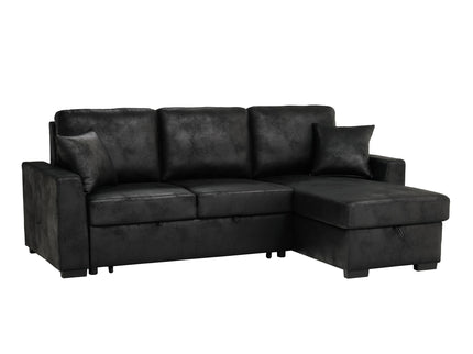 Upholstered Sectional With Pull-Out Bed And Chaise Storage
