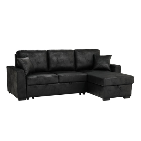 Upholstered Sectional With Pull-Out Bed And Chaise Storage