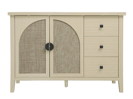 Rattan 2 Door 3 Drawer Cabinet, Suitable For Bedroom - Natural