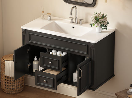 French Simple Style Wall Mounted Bathroom Cabinet With Sink