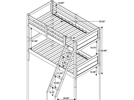 Brenton - Twin Over Twin Bunk Bed With Ladder - Taupe