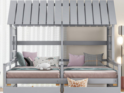 House Platform Beds With 2 Drawers, Side By Side Design