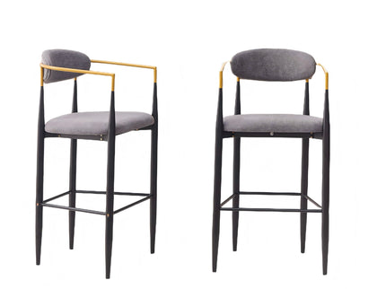 Upholstered Bar Stool With Ergonomic Design (Set of 2)