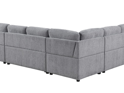 Nyhan - Upholstered Corner Sectional With Pull Out Loveseat And Storaged Chaise - Light Gray