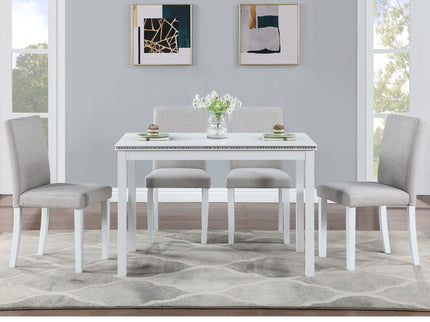 Dining Table Set With Crystal Decoration And Upholstered Chairs