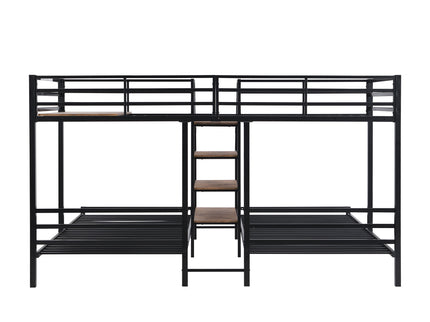 Metal Bunk Bed With Storage Shelves Staircase