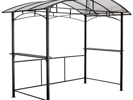 Grill Gazebo 8X5Ft, Outdoor Patio Canopy, Bbq Shelter With Steel Hardtop And Side Shelves - Black
