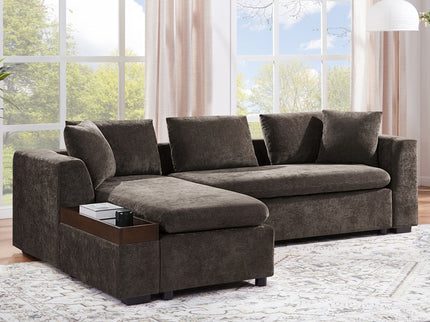 Modern L Shaped Sectional Sofa With Upholstery And Wooden Storage