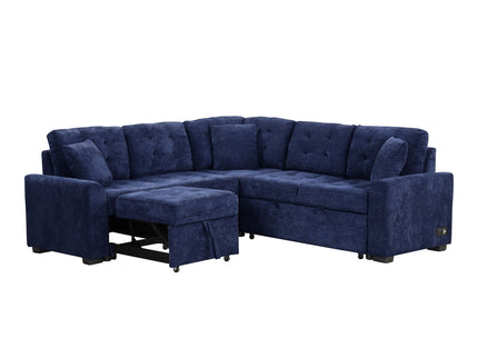 L-Shape Sofa Bed Pull-Out Sleeper Sofa With Wheels, USB Ports, Power Sockets For Living Room