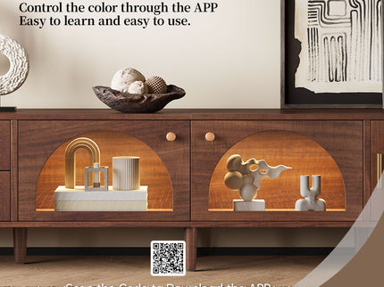 TV Stand With App-Controlled LED Lights, 2 Drawers & Door Storage