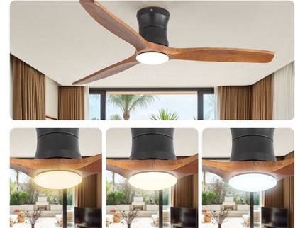 52" Ceiling Fan With Light, Dimmable DC Reversible Motor, 3 Blades