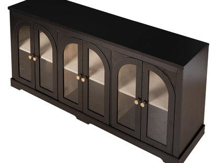 Modern Arched Glass Sideboard With 6 Doors, Buffet Cabinet With Storage And Adjustable Shelves