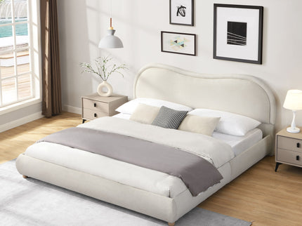 Upholstered Platform Bed Frame With Curved Headboard