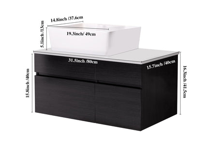 Floating Bathroom Vanity With Sink For Small Bathroom - White / Black