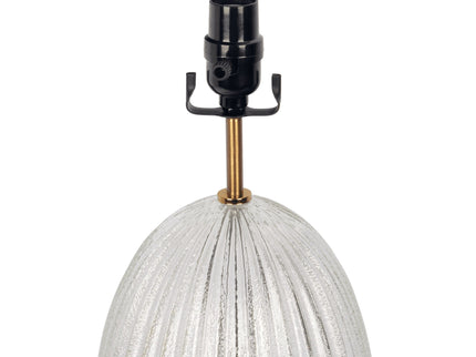 Aurora - Ribbed Lamp Base Clear Table Lamp Large Linen Shade - Beige / Clear / Gold