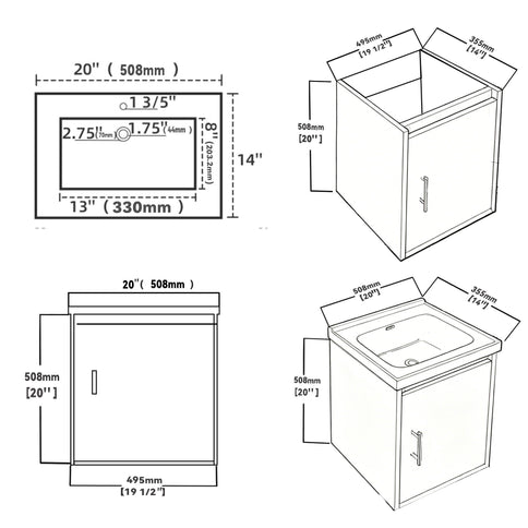 20" Floating Bathroom Vanity Combo With Wall Cabinet, Ceramic Sink & Soft Close Doors - White