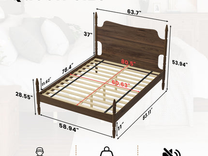 Retro 4 Poster Platform Bed Frame With Curved Tall Headboard