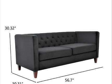 Button Tufted Loveseat, 2 Seater With Square Arm Couch For Living Room
