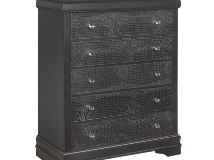 Shaker - 5 Pieces Bedroom Set With Crystal Inspired Tufted Headboard And LED Lighting