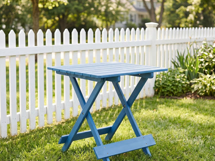 Folding Square Table For Backyard - Blue
