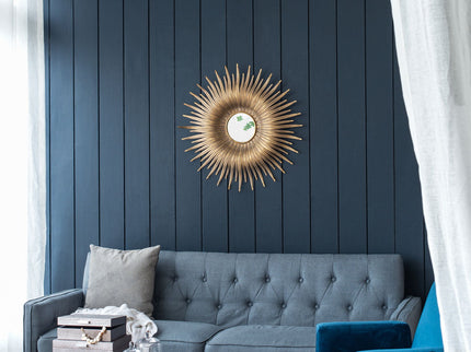 Retro DesignSunburst Metal Wall Mirror Decorative Mirror For A Bedroom Dressing Room, Hallway Or Living Space - Gold