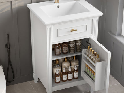 Bathroom Vanity With Sink, Adjustable Shelf, Tilt-Out Drawer