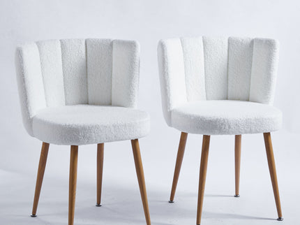 Modern Dining Chair (Set of 2) With Iron Tube Wood Color Legs, Shorthair Cushions And Comfortable Backrest, Suitable For Dining Room, Living Room, Cafe, Simple Structure